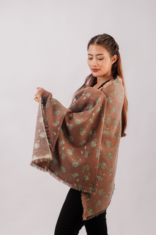 Printed stole rivers with 4 side fringes