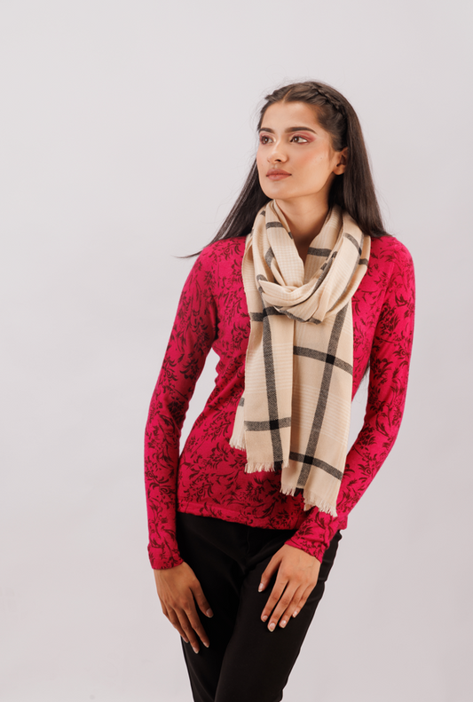 Check stole with large boarder