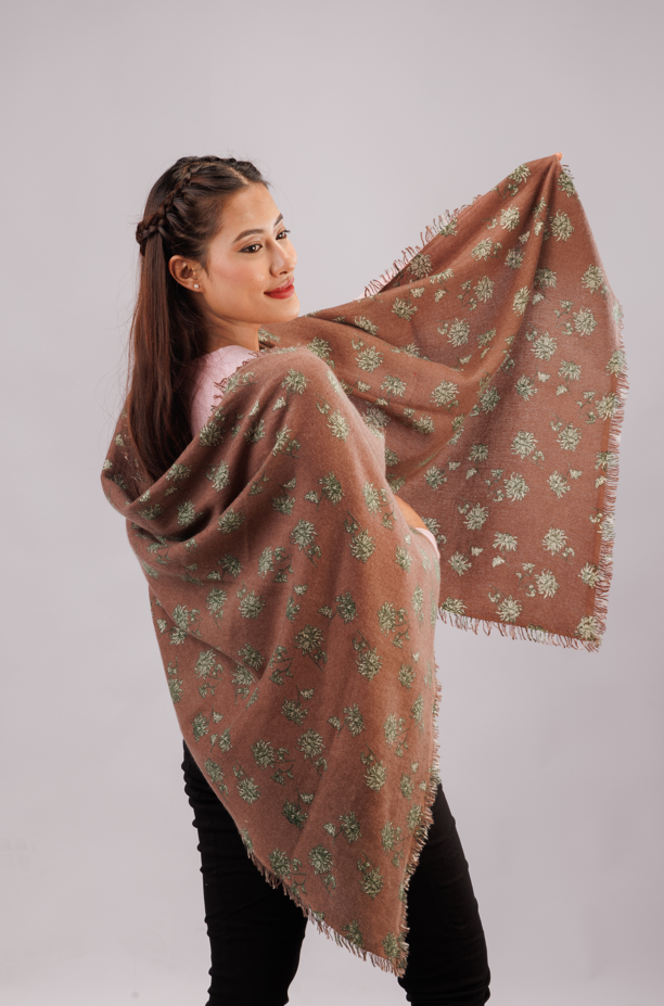 Printed stole rivers with 4 side fringes
