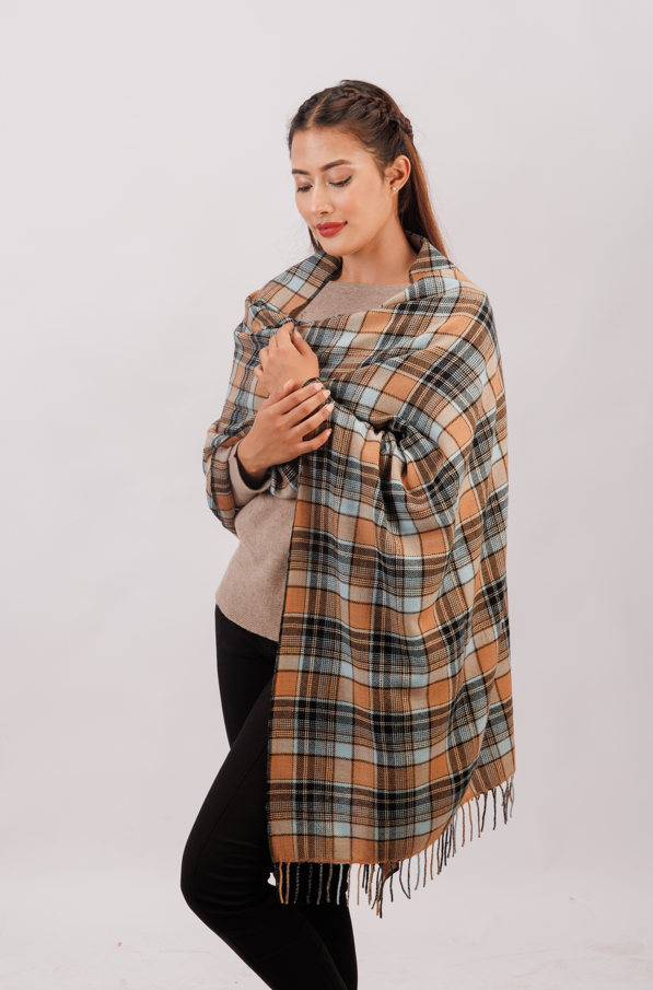 Multi-colored check stole