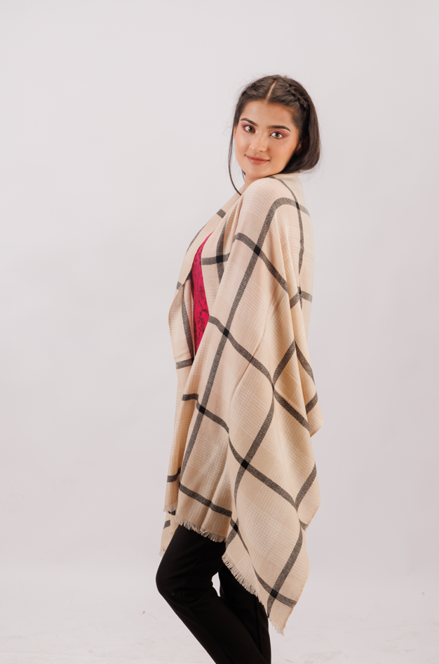 Check stole with large boarder