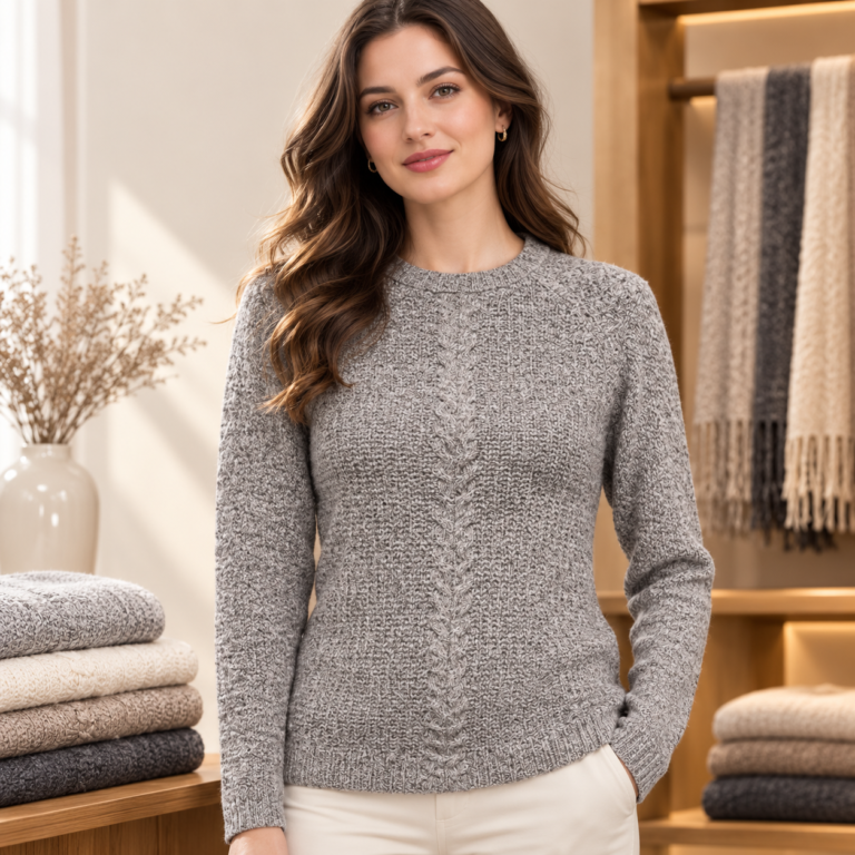 Alpine Cable Women’s Himalayan Cashmere Crew Neck Sweater