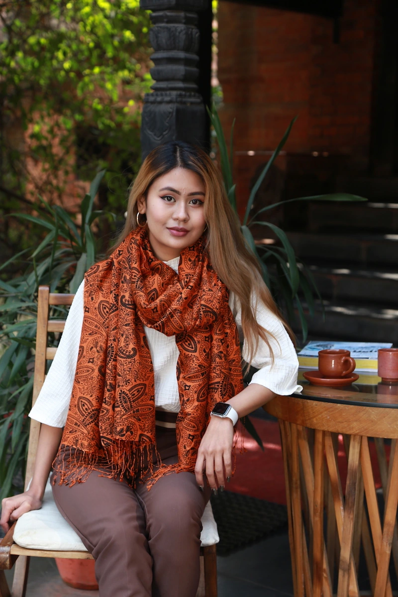 Authentic printed cashmere stole from Himalayan Cashmere World